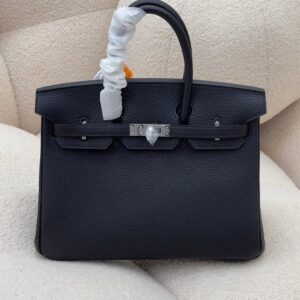 Hermes Birkin 25 Black Ostrich Gold Hardware