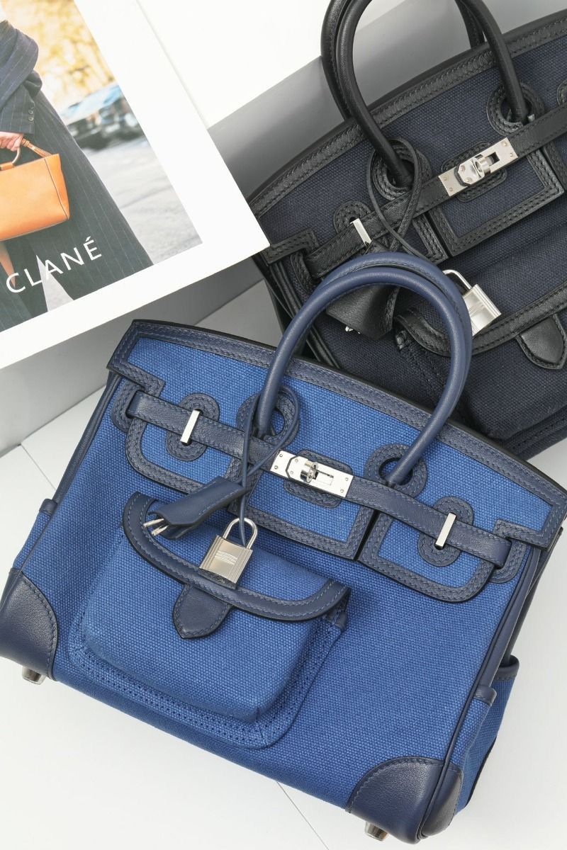 Hermès Birkin Cargo 25 bag in Blue Égée Toile Goeland canvas