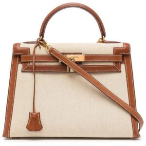 Hermes Kelly 25 Toile H Gold