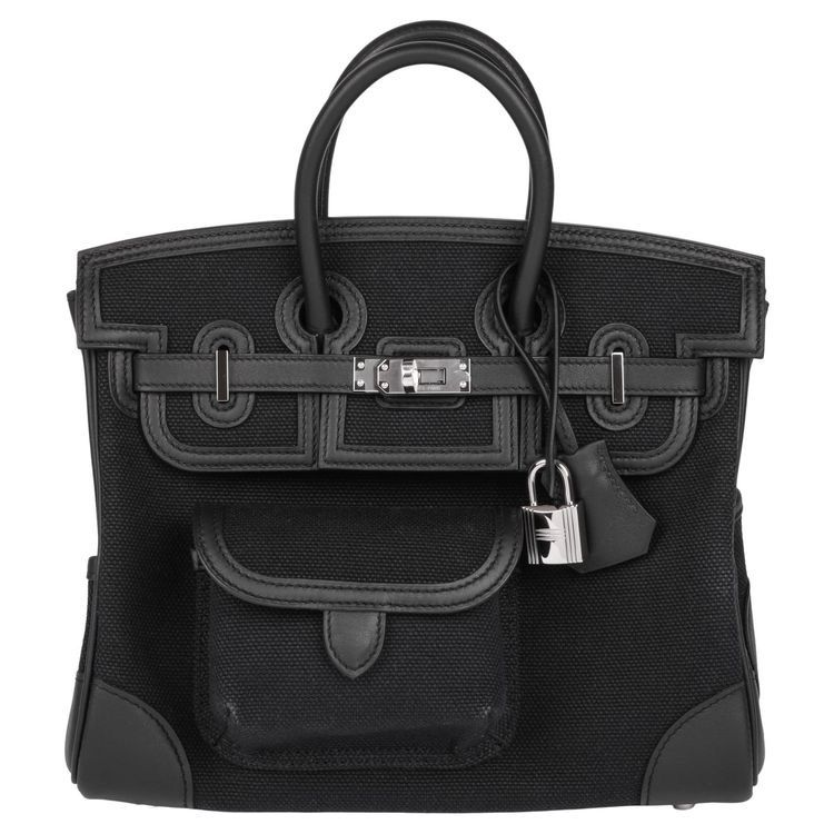 Hermès Limited Edition Birkin Cargo 25 bag in black canvas