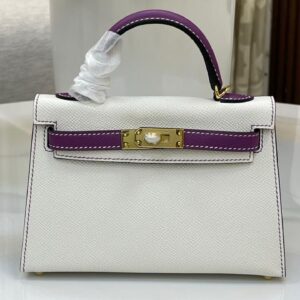 Hermès Mini Kelly Sellier bag in white and purple