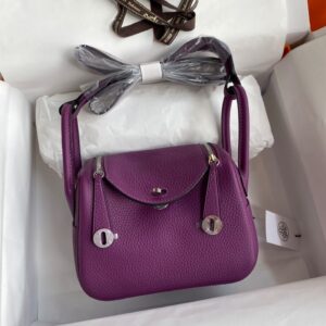 Hermès Mini Lindy bag in Anemone Clemence Leather