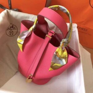Hermès Picotin Lock Bag in Rose Mexico Clemence leather