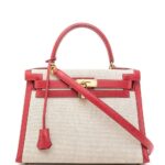 Kelly Sellier 25 Rouge H Courchevel Toile Gold Plated