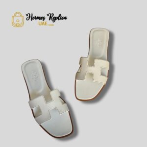 Hermes White Oran Sandals