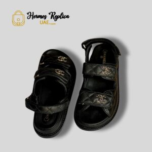 Black chanel dad sandals