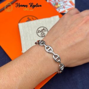 Hermes Sterling Silver Chaine d'Ancre Enchainee Cuff Bracelet