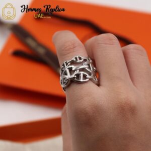 Hermes Chaine d'Ancre Echainee GM Ring Silver