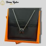 Hermes Mini H Pop Necklace Black Silver